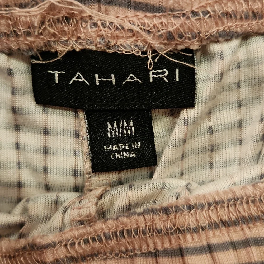Tahari Pink and Gray Striped Lounge Pants Size M